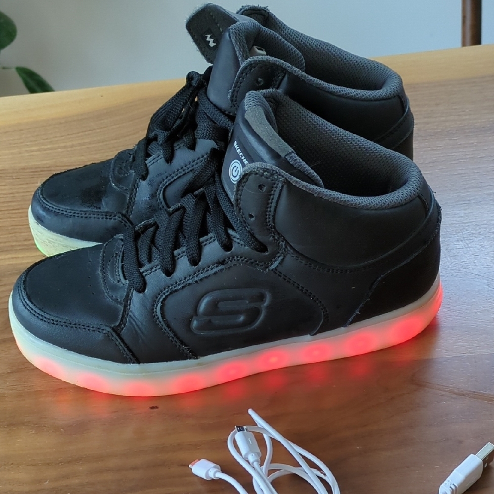 Skechers Black High Top LED Sneakers